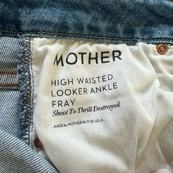 MOTHER High Waisted Looker Ankle Fray “Shoot to Thrill Destroyed” - Size 27 - Picture 4 of 9